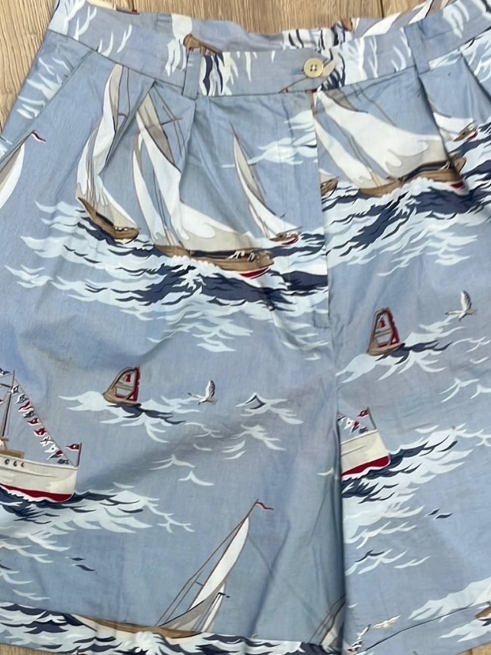 Ralph Lauren vintage  Blue and White Nautical boat sailing Print Shirt